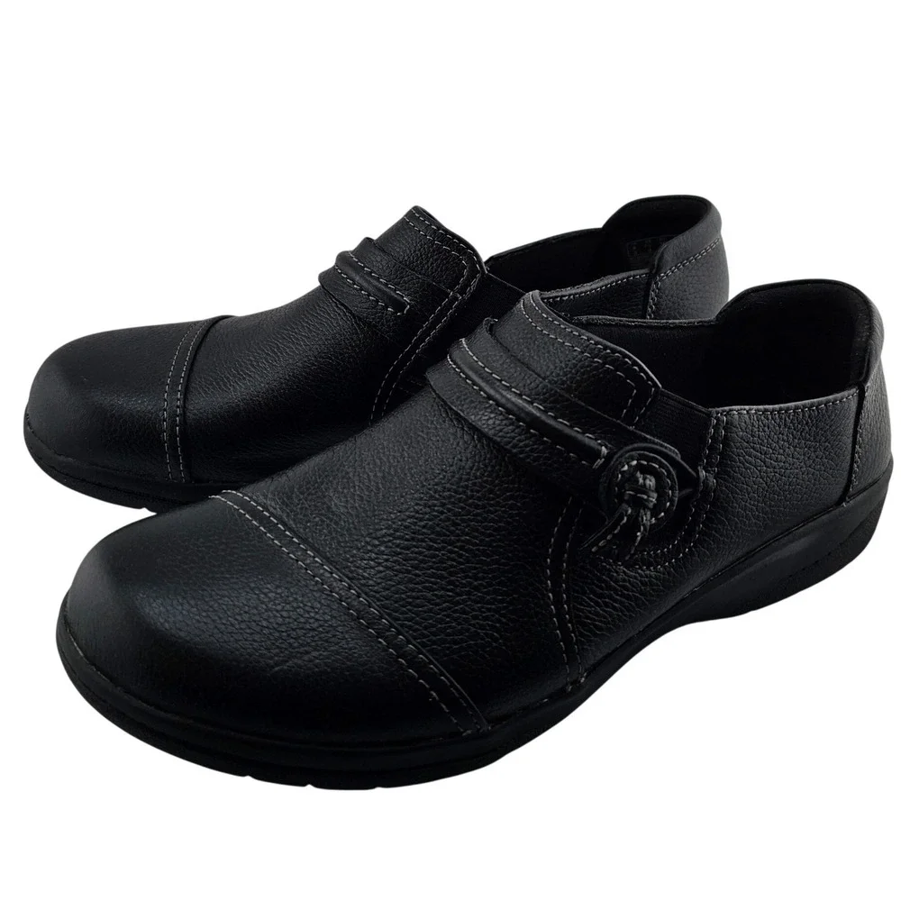 Clarks‎ Women's Cheyn Madi Black Leather Slip On Loafers Shoes SZ 7.5 M 61246006 - Picture 7 of 10